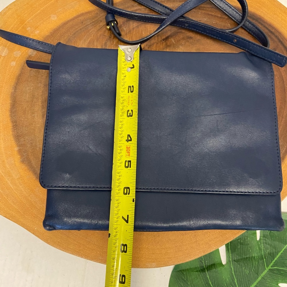 Frank and Oak Navy Blue Leather Envelope Crossbody Bag - Picture 15 of 16